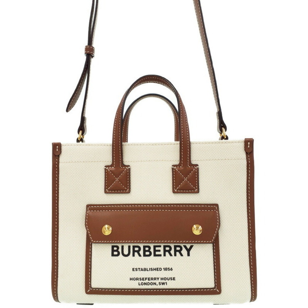 Burberry Two Tone Canvas Leather Freya Bag - Picture 1 of 9